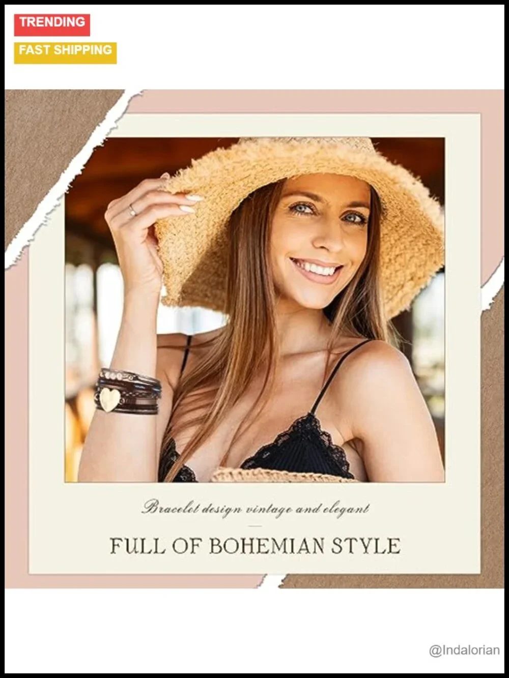 6 Pc PU Leather Bracelets Set Boho Stackable Wrist Jewelry